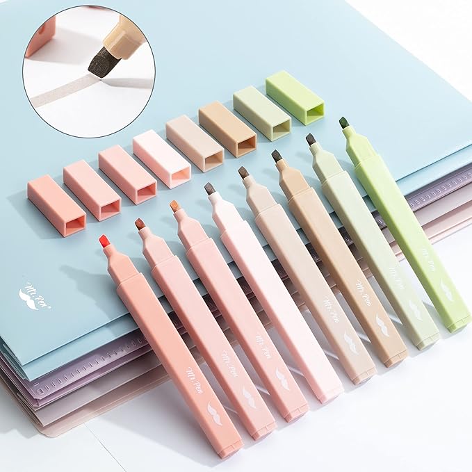 Mr. Pen- Aesthetic Highlighters, 8 pcs, Chisel Tip, Boho Colors, No Bleed Bible Highlighter Pastel, Assorted Colors, Cute (Pack of 2)