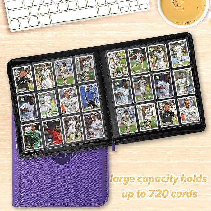 Trading Card Binder 12 Pocket, GERMUN PU Cover Card Binder for 720 Cards, Premium Trading Card Holder Folders, Double Sided Pocket Card Album for MTG, TCG (Purple)
