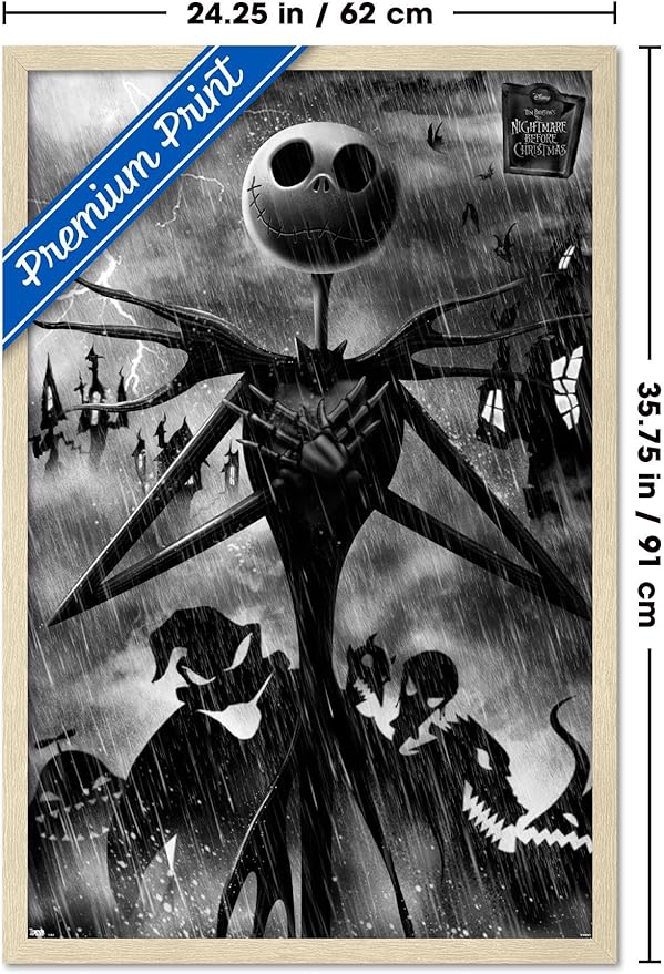 Disney Tim Burton's The Nightmare Before Christmas - Shadows Wall Poster, 34L" x 22.4W", Blonde Framed Version