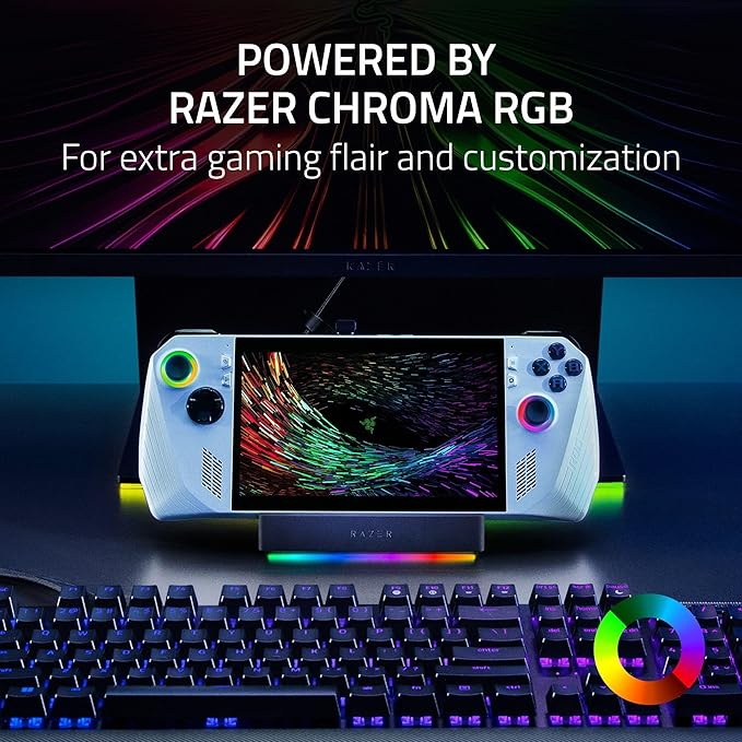 Razer Handheld Dock Chroma: Charging Hub & Expand Connectivity for Mobile Gaming & Tablets - iPhone 16, Steam Deck, ROG Ally, Switch & More - USB C, USB A (3), HDMI, GbE - 100W Power Passthrough