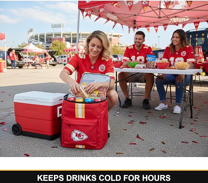 Cooler Backpack – Portable Soft Sided Ice Chest – Insulated Bag Holds 36 Cans - Football Gear – Show Your Team Spirit with Officially Licensed Fan Gear