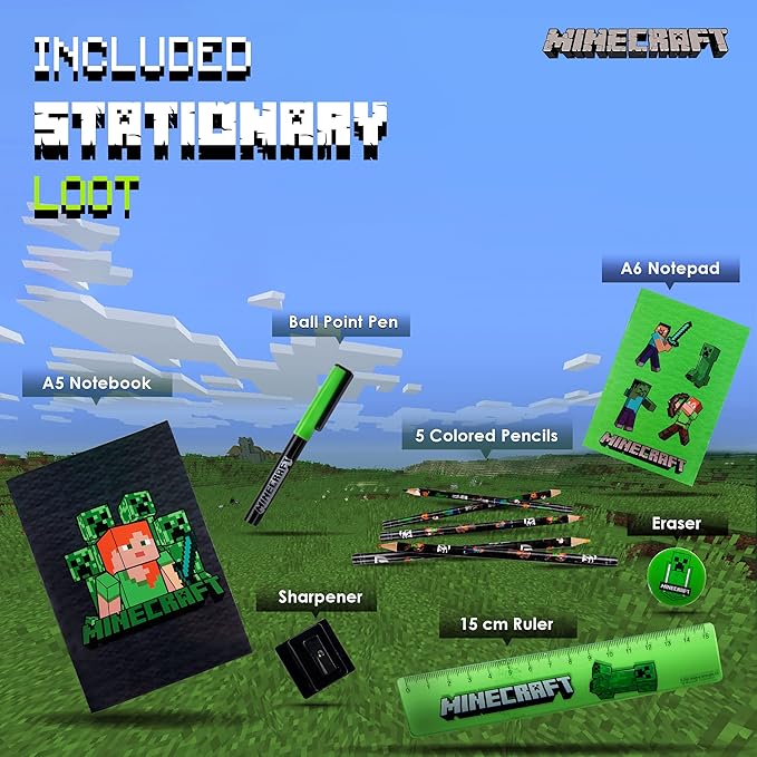 Minecraft Pencil Case and Stationery Set School Supplies Gifts for Kids