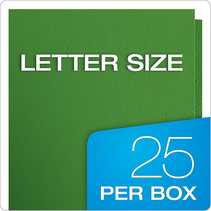 Oxford Two Pocket Folders, Textured Paper, Green, for School, Home, and Office, Letter Size, 25 Per Box (57503EE) (Pack of 5)