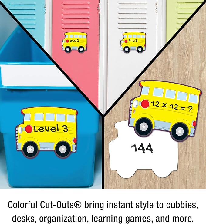 Carson Dellosa 36 School Bus Bulletin Board Cutouts, Bus Cutouts for Bulletin Board, Preschool & Kindergarten Classroom Décor, Back to School Classroom Cutouts, Elementary Classroom Décor.