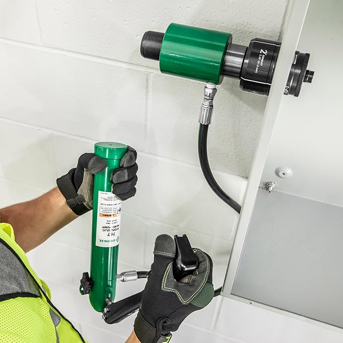 Greenlee 7310SB 11-Ton Hydraulic Knockout Punch Kit with Hand Pump, Ram, 1/2" to 4" Slug-Buster Punches, Dies, and Hydraulic Draw Studs, Electrical Conduit Hole Cutter Kit
