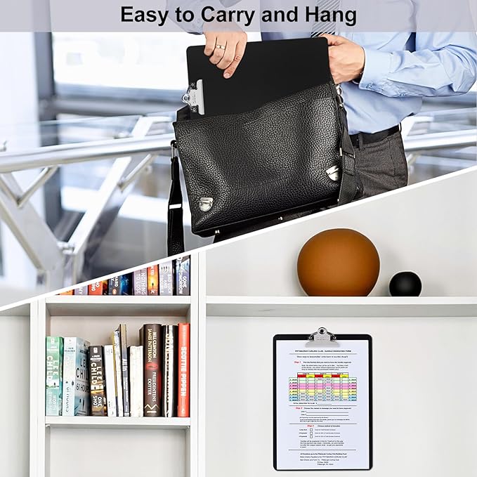 ZCZN Metal Clipboard, 12 x 9 Inches Heavy Duty Aluminum Clipboards, A4 Letter Sizer Document Holder with High Capacity Clip, Suitable for School, Office, Jobsite or Medical Staff (Black)
