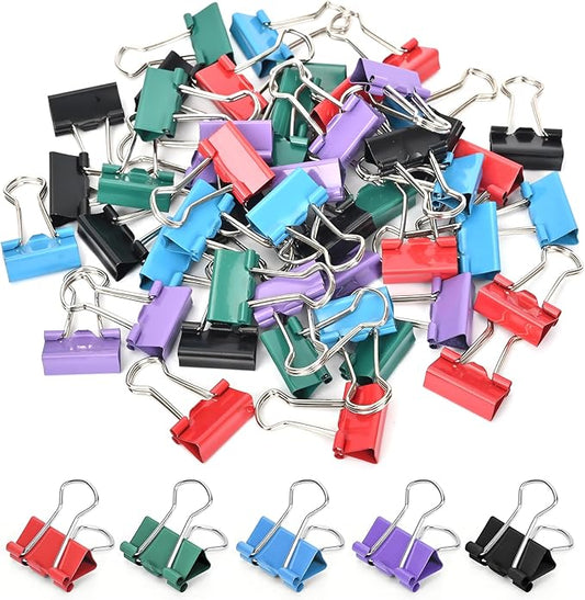 CUARUSUIKA Binder Clips Set,40Pack, 1 in Small Clip, Paper Clips for Office, Home, School, Crafts, Business(Mixed Color)