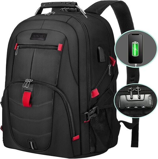 LOVEVOOK Large Backpack for Men 18 inch Heavy Duty Backpack Big Travel Backpack Large Capacity Laptop Backpack with USB Port Waterproof for Business Work (18.4 inch,Black)