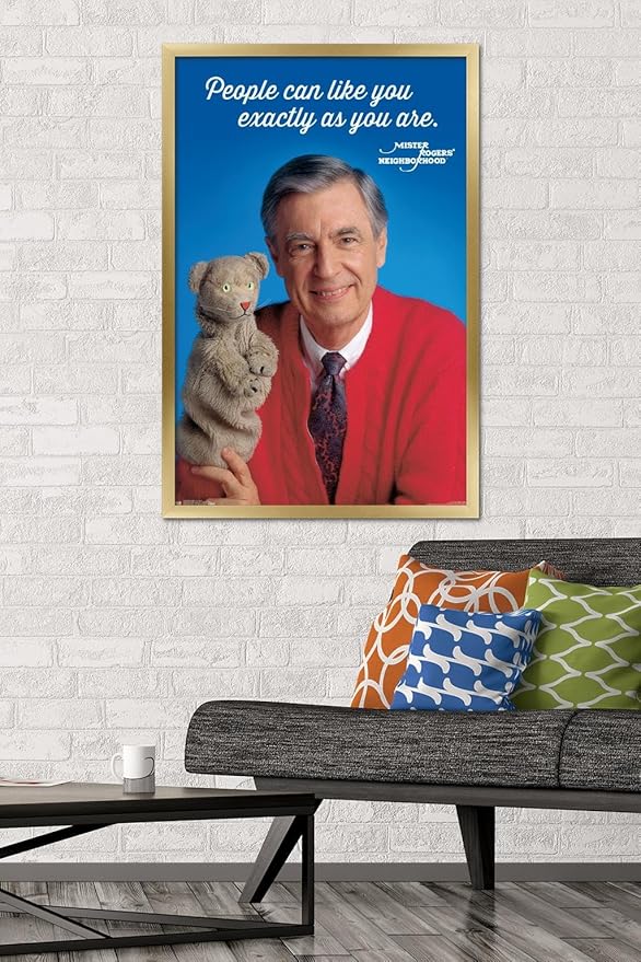 Trends International Mister Rogers - As You Are Wall Poster, 22.375" x 34", Gold Framed Version