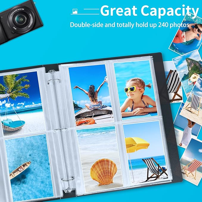 30 Pack Photo Sleeves for 3 Ring Binder - (3.5x5, for 240 Photos), Archival Photo Page Protectors 3.5x5, Clear Plastic Photo Album Refill Pages Photo Pockets, Postcard Sleeves, Seed Binders
