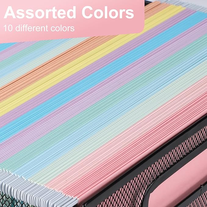 Hanging File Folders, 60 Pack Letter Size Hanging File folders with 1/5-cut Tabs, Stay Organized for Your Home and Office Bulk File, Documents and Paper, Macaron 10 Colors