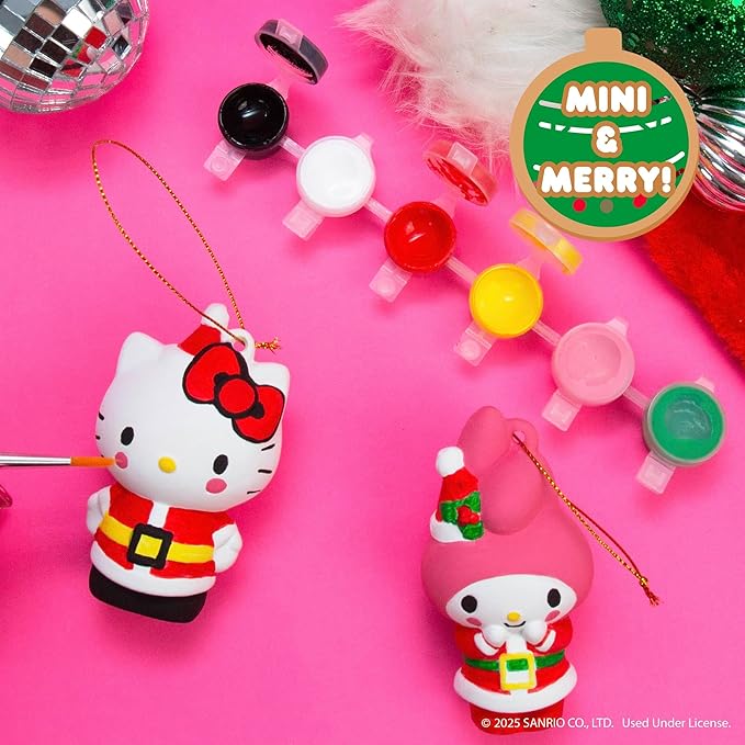 Hello Kitty® & My Melody™ Paint Your Own Christmas Ornaments Kit, DIY Ceramic Holiday Craft Set, 2-Pack