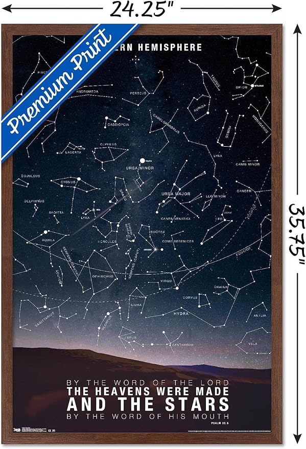 The Stars Wall Poster, 34L" x 22.4W", Mahogany Framed Version