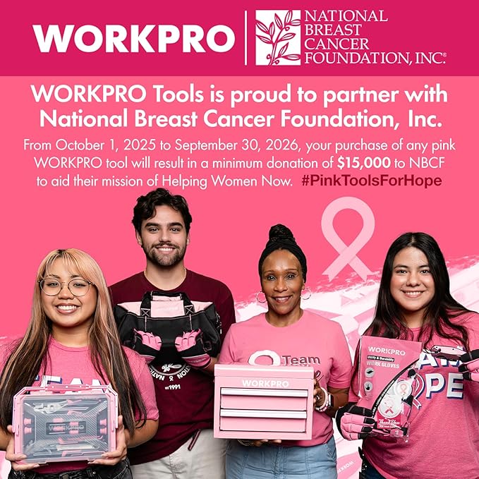 WORKPRO 2-in-1 Stapler with Staples, Pink Stapler with Staple Remover, 40 Sheet Capacity, Flat Clinch, Storage Space, Includes 2000 Standard Staples - Non-Slip Office Staplers for Desk, Pink Ribbon