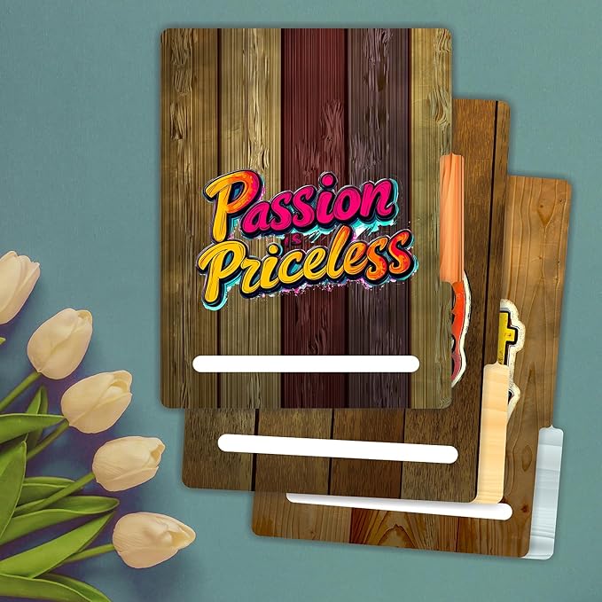 PARTH IMPEX 12 Pack Motivational File Folders, 1/3 Cut Tab with Assorted Positions, Letter Size Paper Holders (9.37” x 11.75”) Matte Finish Laminated for Office School Work - Rustic Wood Design