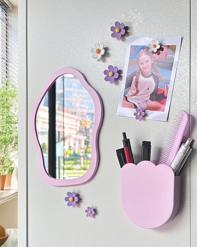 KEYDUACU 12 pcs Girls Locker Accessories, Locker Decorations Including Mirrors, whiteboards, Magnets and organizing Supplies. Ideal for Back-to-School Essentials and The Office (12 pcs-Purple)