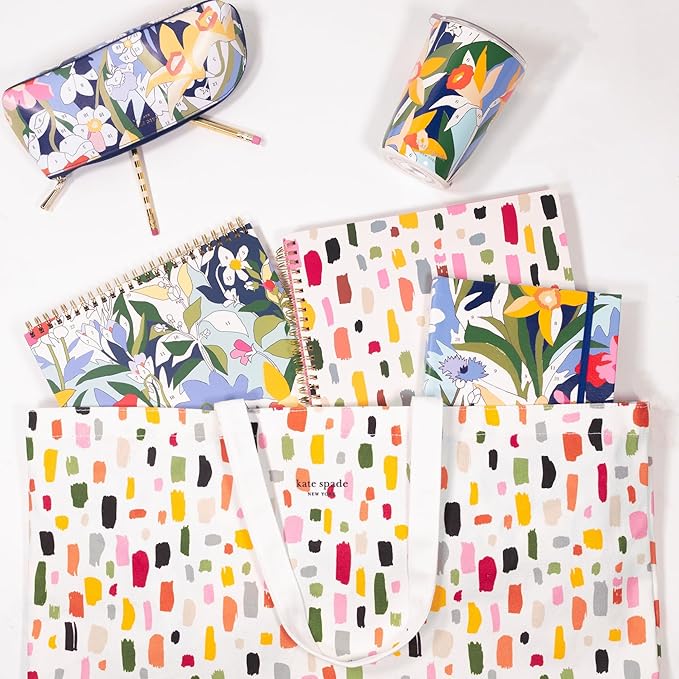 kate spade new york Lined Writing Journal with Pen Case, Vegan Leather Journal with 168 Pages, Zipper Pouch for Office Supplies, Paint by Numbers