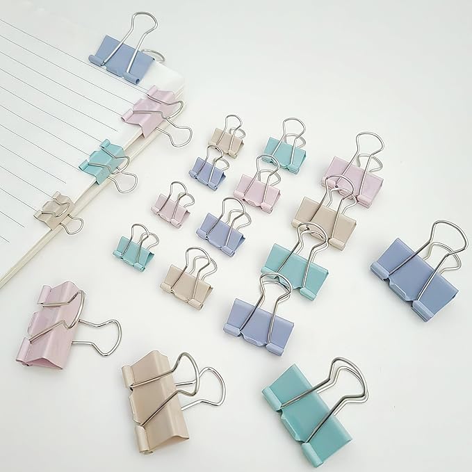 Assorted Sizes Binder Clips Paper Clamps 106 Pcs Large,Medium,Small,X Small,Colored Paper Clips Office Supplies