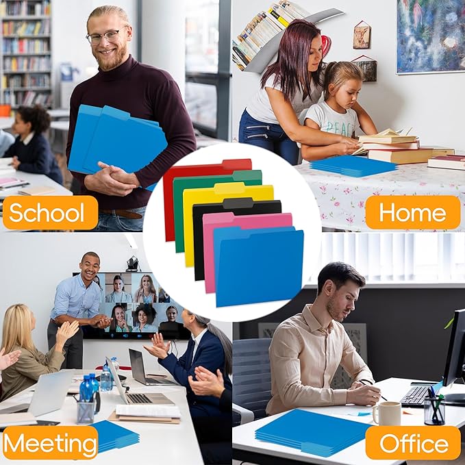 150 Packs File Folder,Blue Folders 1/3-Cut Tabs,Letter Size File Folder,8.5x11 Inch File Folders for Office,School and Home,Organizer Documents
