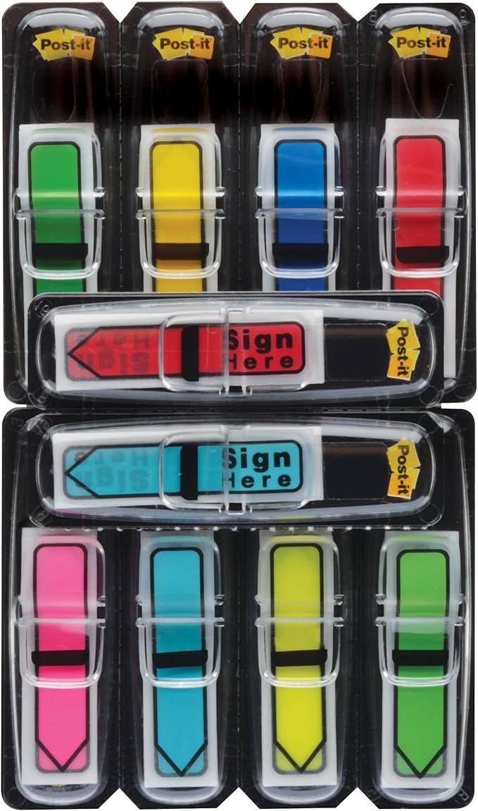 Post-it Flags Arrow 1/2" Page Flags, Eight Assorted Colors, 250/Pack (684VAD2)