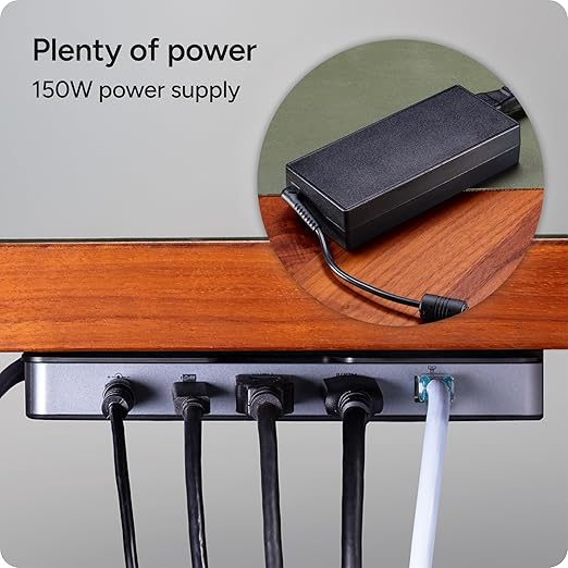 ZAGG Pro Dock – 9-Port Laptop Stand and Docking Station with Satellite Hub, Integrated USB-C Cable, 150W Power Supply, and SD Card Reader – Compatible with Most Laptops and Tablets