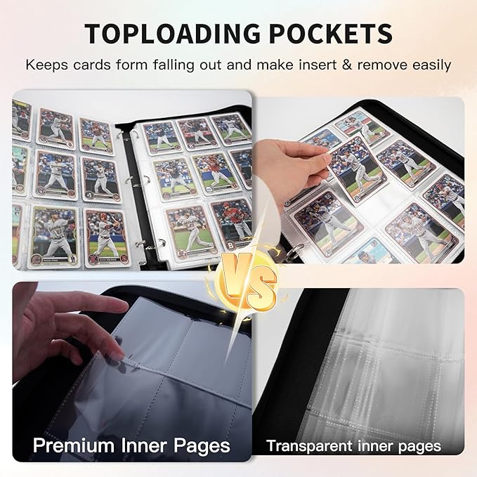 Trading Card Binder, Premium 9 Pocket 720 Double Sided Pocket Collection Binde,Card Album for TCG Card Holder for Game Card, Sports Card, Yugioh, MTG etc(Black 2)