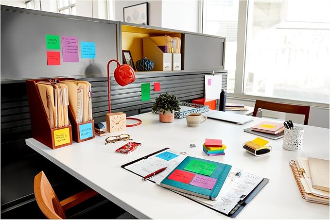 Post-it Super Sticky Lined Notes, 3 Sticky Note Pads, 4 x 6 in., Ideal for Organization in Your Dorm, Home or Office, Playful Primaries Collection