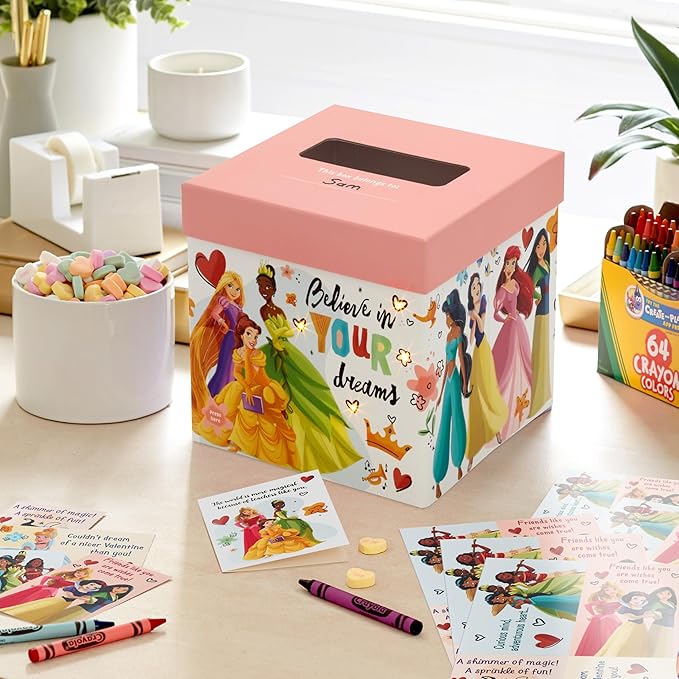 Hallmark Disney Princess Valentines Day Cards for Kids School Classroom Exchange and Mailbox with Light and Sound