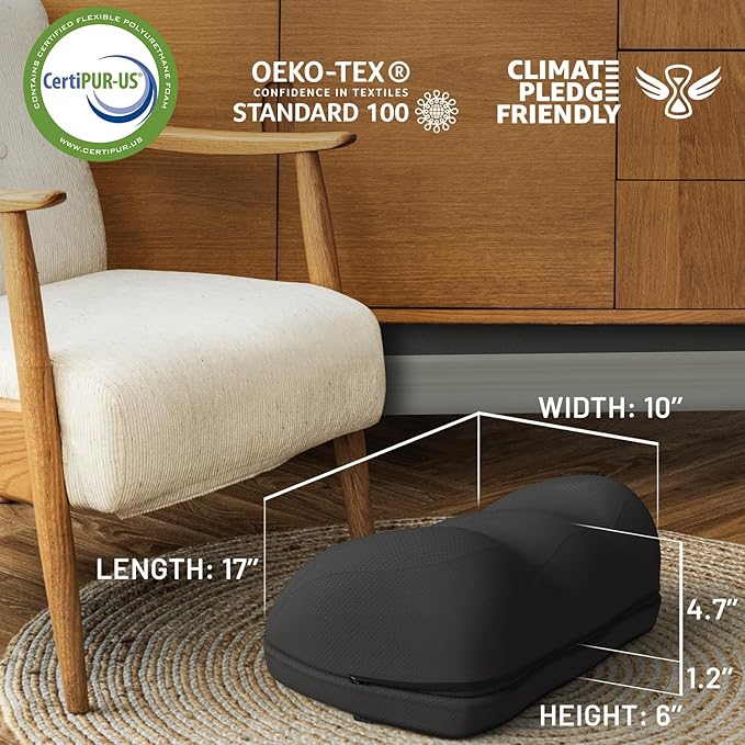 Everlasting Comfort Seat and Back Cushion with Foot Rest Bundle – Memory Foam Support for Tailbone, Sciatica, and Posture Relief in Office, Gaming, or Home Use