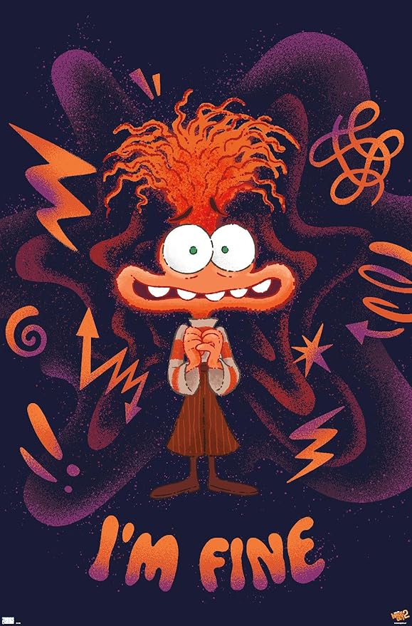 Disney Inside Out 2 - I'm Fine (Anxiety) Wall Poster, 34L" x 22.4W", Unframed Version