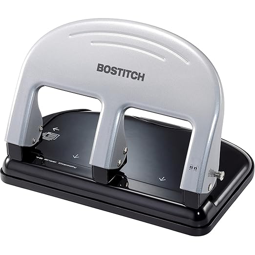 Bostitch Office PaperPro inPRESS 40 Reduced Effort 3-Hole Punch, 40 Sheets, Silver (2240)