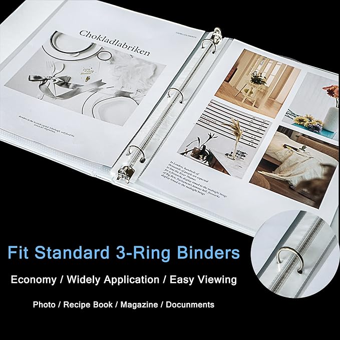 Seashell 300PCS Non-Glare Sheet Protectors 8.5 x 11, Page Protectors Reinforced 3 Holes, 2 Mil Thick Top Loading Page Protectors, Plastic Sleeves for 3 Ring Binder, Acid Free & Archival Safe