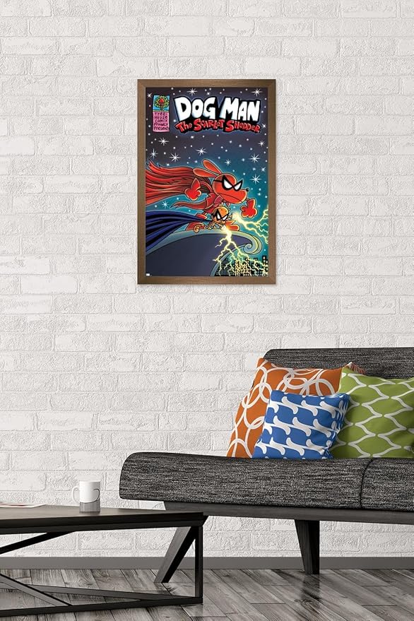 Dog Man - The Scarlet Shedder Wall Poster, 22.4L" x 14.7W", Bronze Framed Version