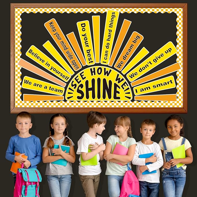 Summer Bulletin Board Set Classroom Affirmation Station Sunshine Decorations, Motivational Positive Wall Decor, Growth Mindset Mental Health Posters for Teachers School Supplies