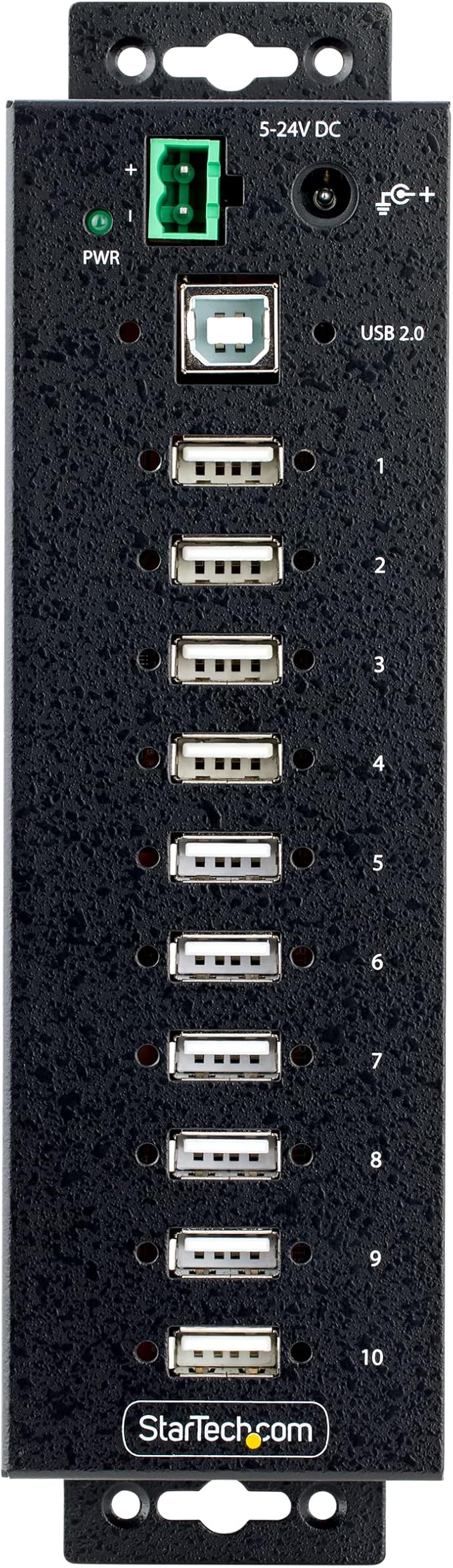 StarTech.com 10-Port Industrial USB 2.0 Hub, Rugged USB Hub w/ESD Level 4 Protection, DIN/Wall/Desk-Mountable USB-A Hub, USB Port Expander w/Lockable Ports, USB Expansion Hub, TAA