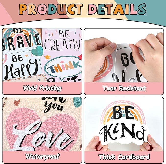 Today is A Great Day Bulletin Board Set Boho Rainbow Motivational Classroom Decor for Teachers Positive Affirmations Accents Inspiration Cutouts for Class School Bulletin Board Decoration Supplies