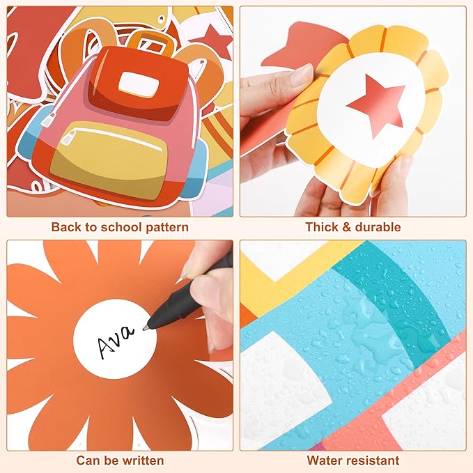 Aneco Retro Boho Welcome Back to School Bulletin Board Decorations Groovy Classroom Decoration Cutouts Motivational Pencil Bus Schoolbag Paper Cutouts for Kindergarten Preschool Wall Door Decor