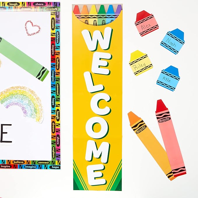 Eureka Crayola Crayons Paper Cut-Out Classroom Decorations for Teachers, 36 Pieces