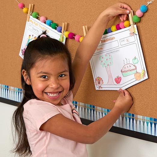 Really Good Stuff Ready-to-Decorate Fall Traditions Pennant Posters - Set of 24