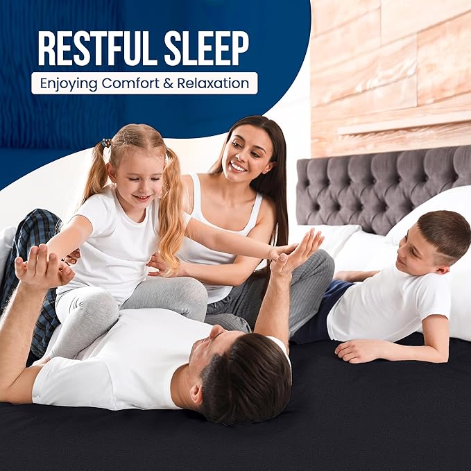 Utopia Bedding Waterproof Mattress Protector Full Size, Premium 200 GSM Terry Mattress Cover, Soft & Breathable Bed Cover, Fitted Sheet Style with Stretchable Deep Pockets 15" (Black)