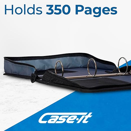 Case-it Classic Zipper Binder | 2-Inch O-Rings, 350 Sheet Capacity, Multiple Storage Pockets & Shoulder Strap | School & Office Organizer | D-251 Burgundy | 6 Pack