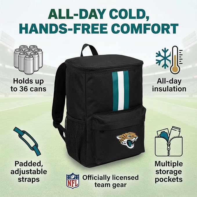 Cooler Backpack – Portable Soft Sided Ice Chest – Insulated Bag Holds 36 Cans - Football Gear – Show Your Team Spirit with Officially Licensed Fan Gear
