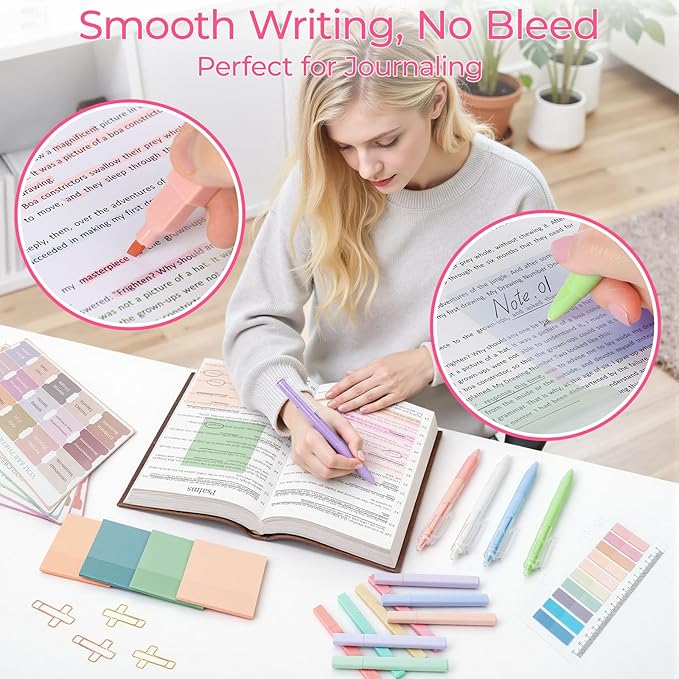76PCS Bible Study Supplies Kit for Women, Journaling Set with No Bleed Highlighters, Laminated Bible Tabs,Notebook, Quilted Pencil Case, Bible Accessories Set Beginner Christian Gifts