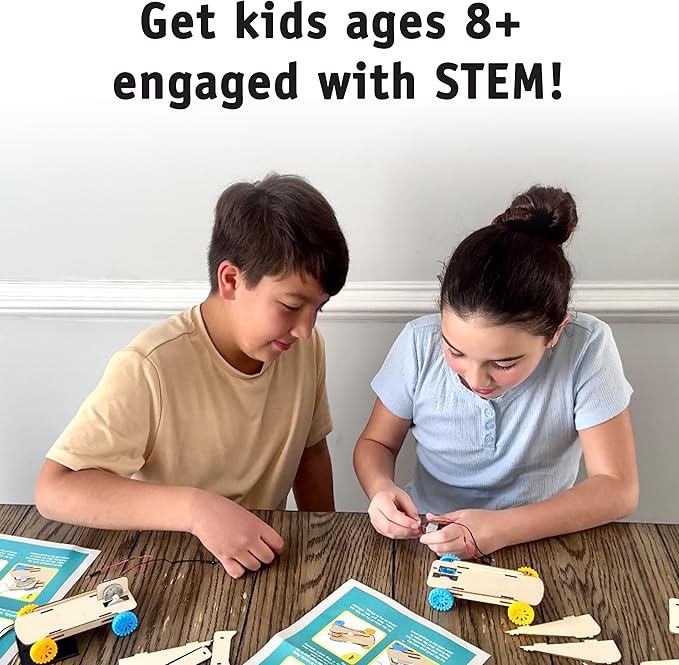 Solar Powered Car Kit (10-Pack) – Build-Your-Own Wooden Solar Vehicles for Kids, STEM Engineering Project Kits for Classroom, Renewable Energy Science Experiments, Ages 8 and up