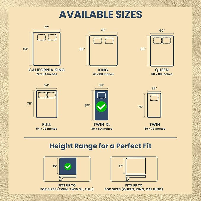 Utopia Bedding Waterproof Mattress Protector Twin XL Size, Premium 200 GSM Terry Mattress Cover, Soft & Breathable Bed Cover, Fitted Sheet Style with Stretchable Deep Pockets 15" (Beige)