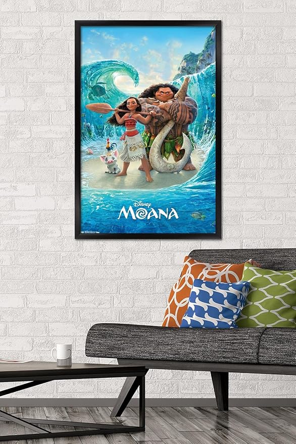 Disney Moana - Ocean Floor Wall Poster, 34L" x 22.4W", Black Framed Version