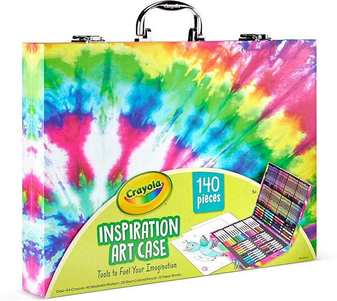 Crayola Inspiration Art Case Coloring Set - Tie-Dye (140ct), Essential Easter Basket Stuffers, Art Supplies Set For Kids, Travel Drawing Kit, Gift for Girls & Boys, Ages 5+ [Amazon Exclusive]