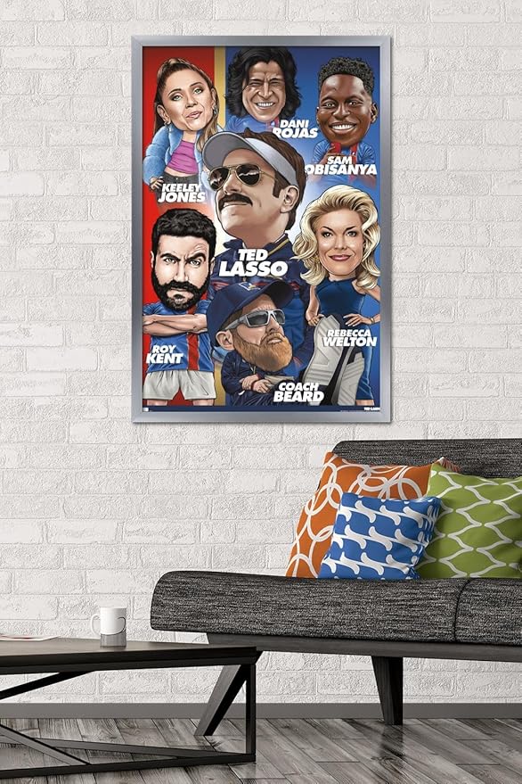 Ted Lasso - Character Grid Wall Poster, 34L" x 22.4W", Silver Framed Version