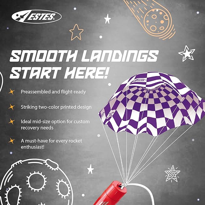 Estes 2265 15-Inch Parachute, Rocket Model Recovery Parachute, Rocket Model Kit Accessories for Ages 10+