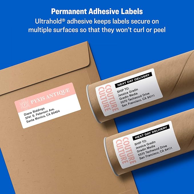 Avery Printable Shipping Labels, Sure Feed Technology, 2" x 4", White, 500 Blank Mailing Labels (8363)